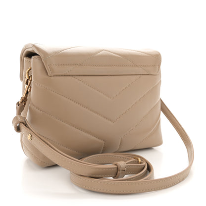 Saint Laurent Calfskin Y Quilted Monogram Toy Loulou Crossbody Bag Latte 2 of 12