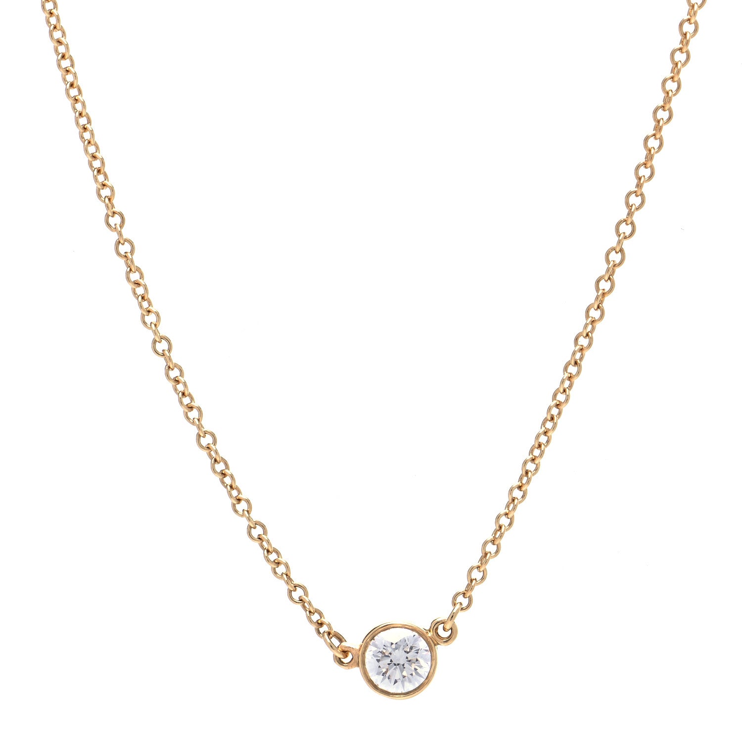 Tiffany 18K Yellow Gold Diamond .17ct Elsa Peretti Diamonds by the Yard Pendant Necklace 1 of 5