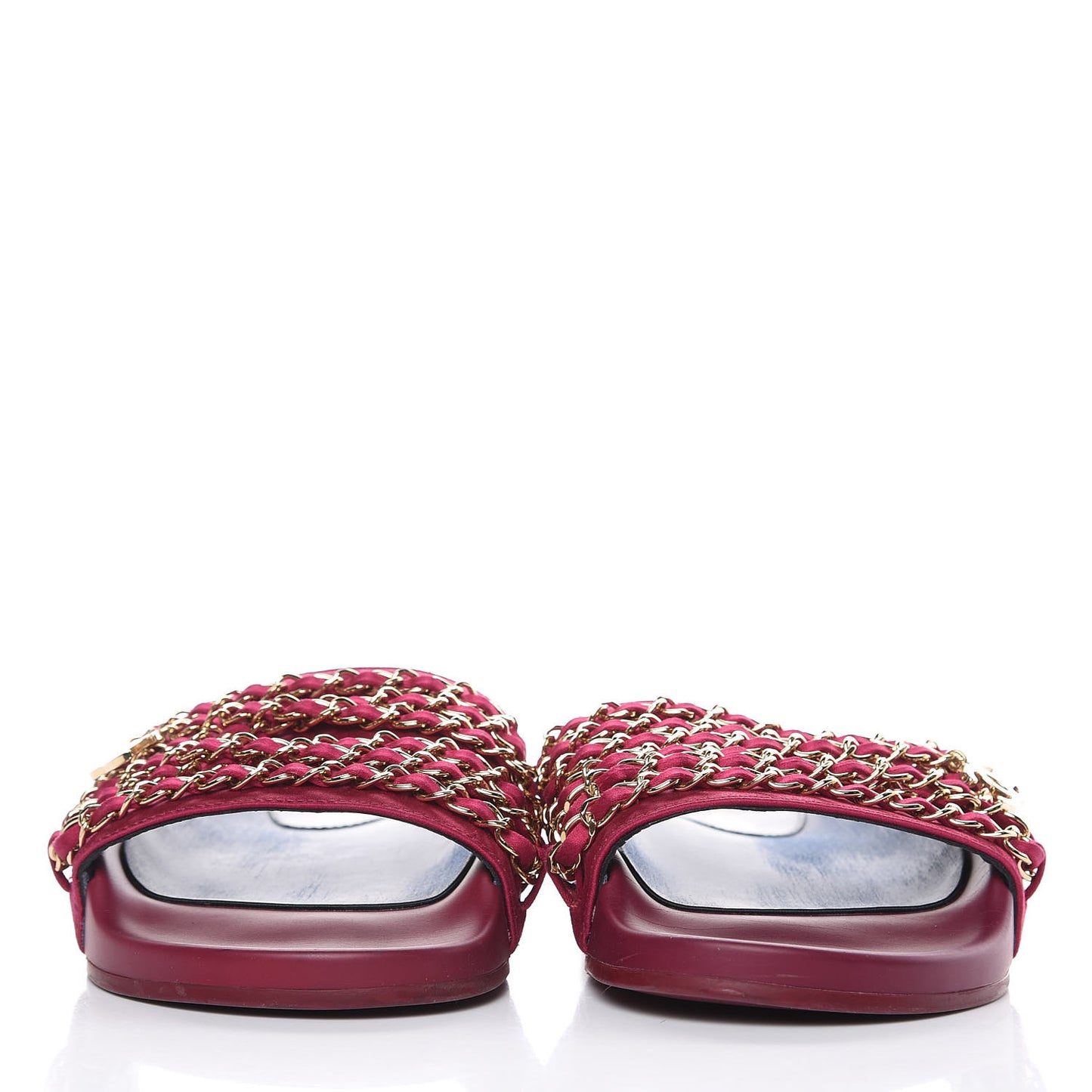 Satin Chain Flat Sandals 38 Dark Fuchsia