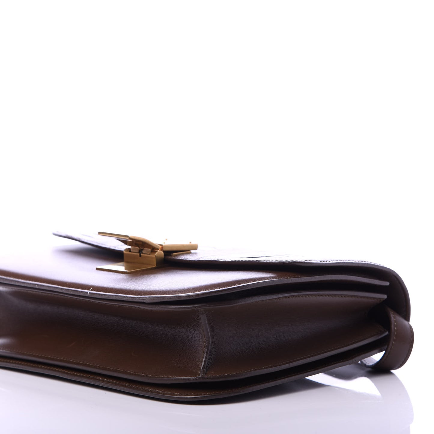 Ostrich Leg Medium Classic Box Flap Bag Dark Brown