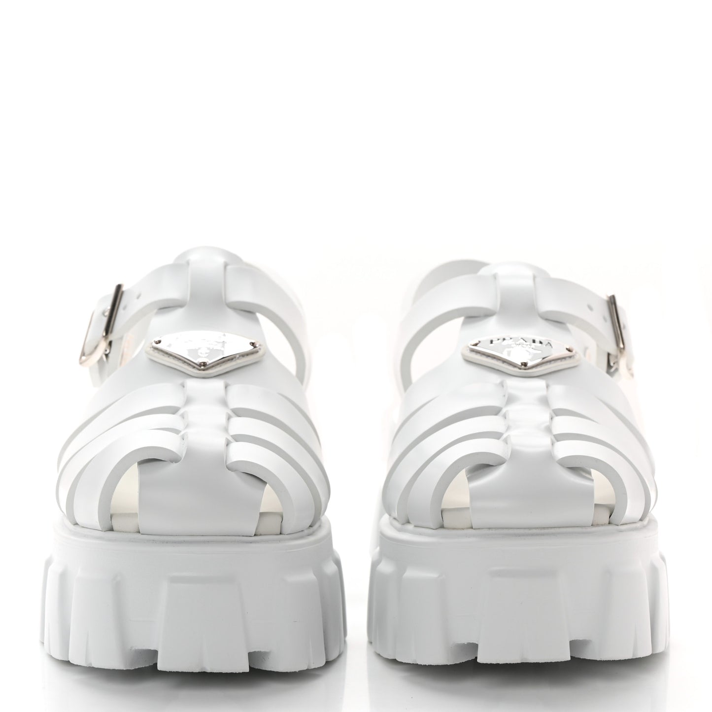 Foam Rubber Metal Triangle Logo Monolith 55mm Cage Sandals 36 White