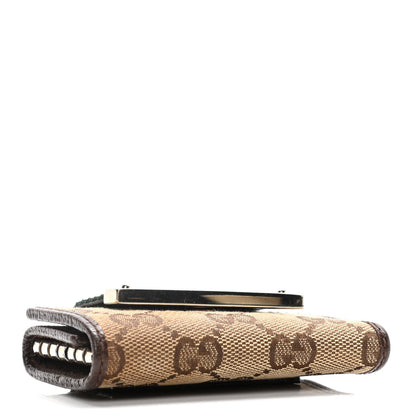 Gucci Monogram Calfskin Ladies Web 6 Key Holder Case Beige Ebony Cocoa 4 of 13