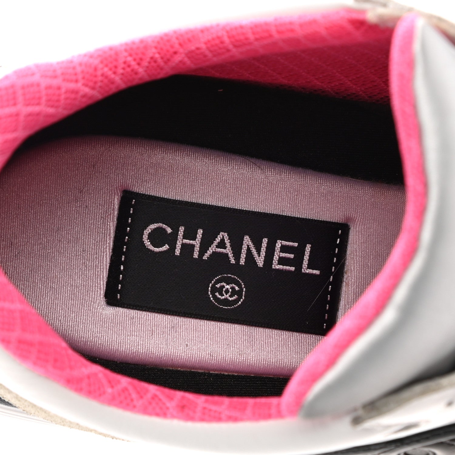 Chanel Calfskin Fabric Sneakers 40 White Silver Fluo Pink 7 of 13