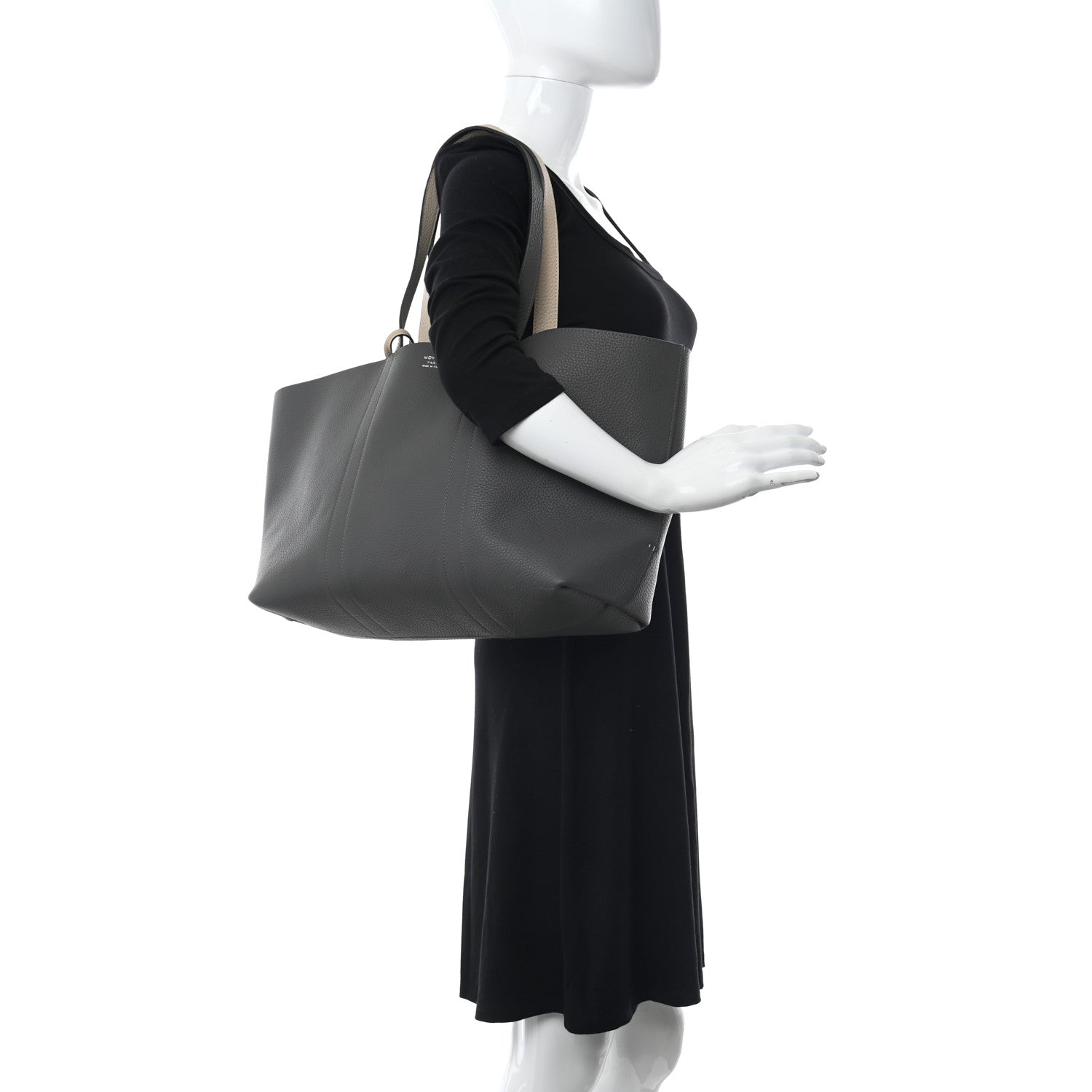 Moynat Taurillon Gex Calfskin Duo Reversible Tote Greige Zinc 2 of 19