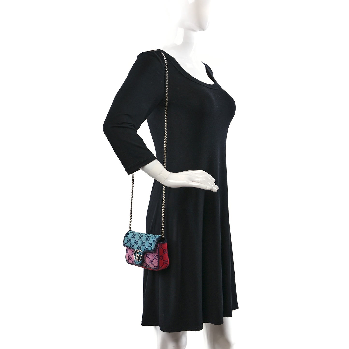 Monogram Multicolor Matelasse Diagonal Super Mini GG Marmont Shoulder Bag Light Blue Pink Blue Green Red