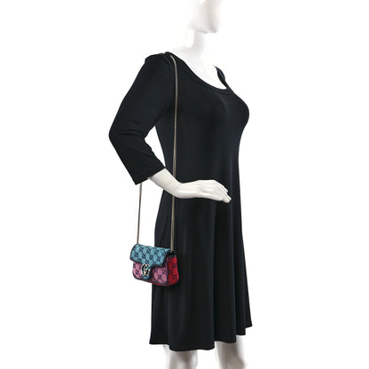 Gucci Monogram Multicolor Matelasse Diagonal Super Mini GG Marmont Shoulder Bag Light Blue Pink Blue Green Red 2 of 9