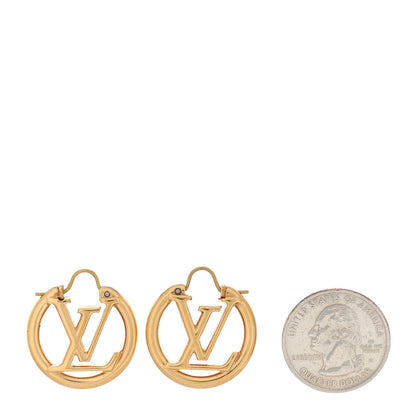 Louis Vuitton Metal Small Louise Hoop Earrings Gold 2 of 5