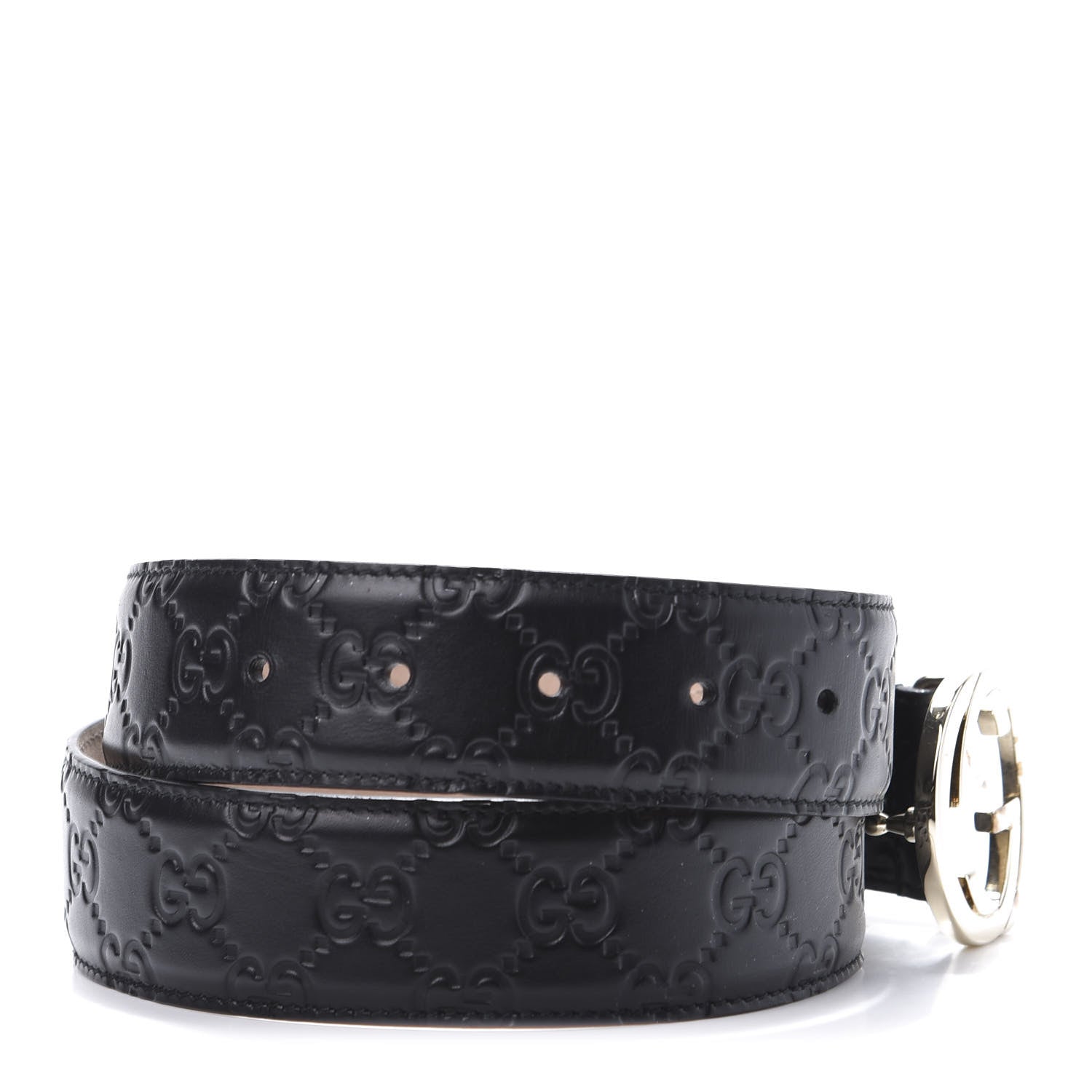 Gucci Guccissima Interlocking G 37mm Belt 75 30 Black 3 of 8