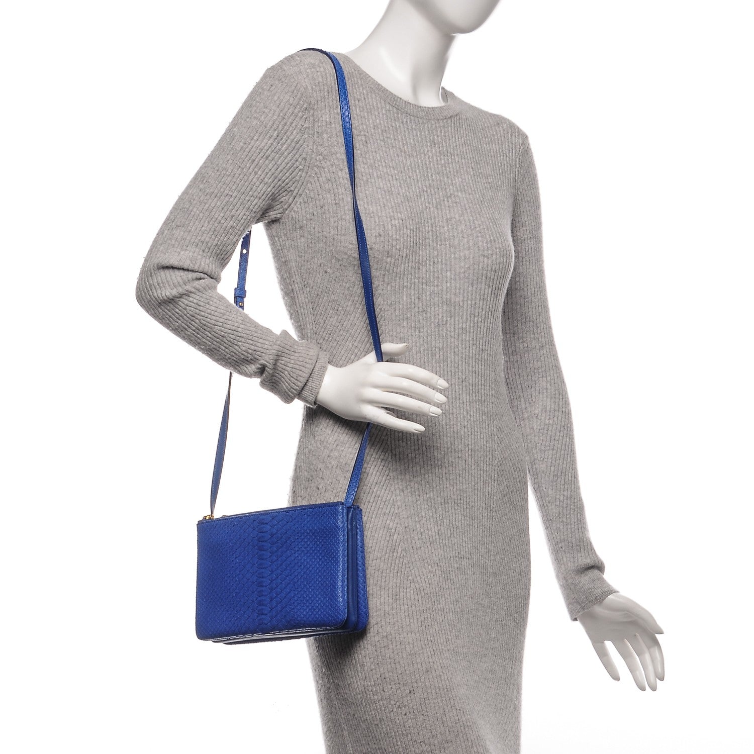 Celine Python Small Trio Crossbody Bag Royal Blue 2 of 6