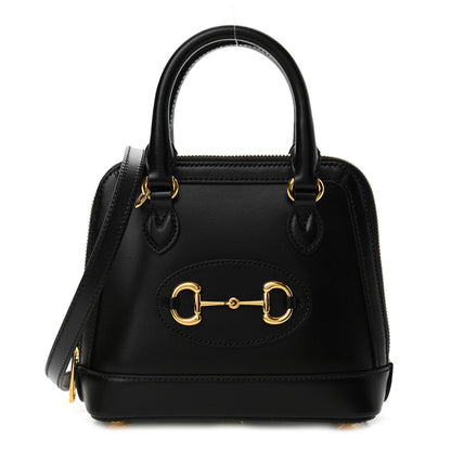 Gucci Boarded Plutone Calfskin Mini Horsebit 1955 Top Handle Bag Black 1 of 9