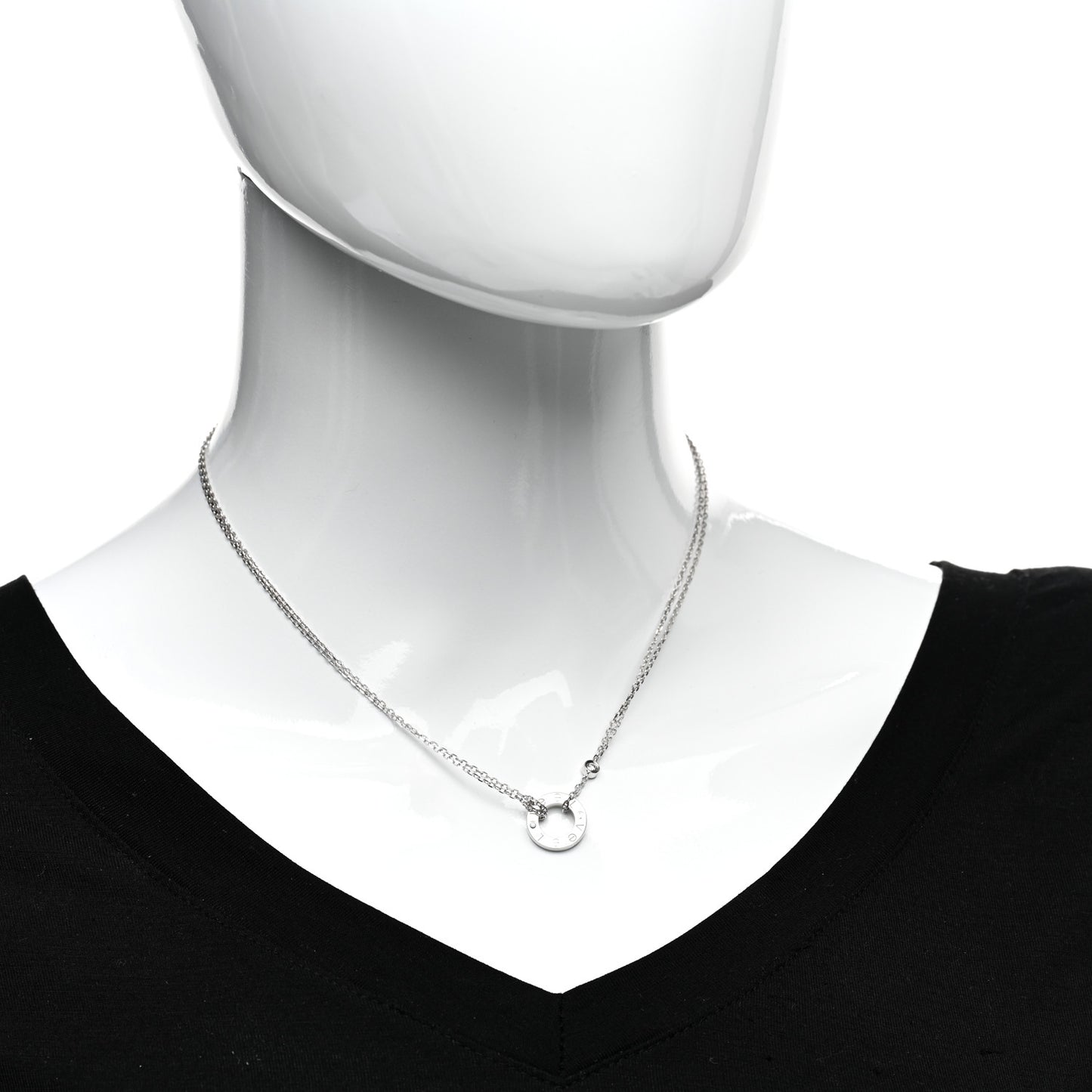 18K White Gold 2 Diamond LOVE Necklace