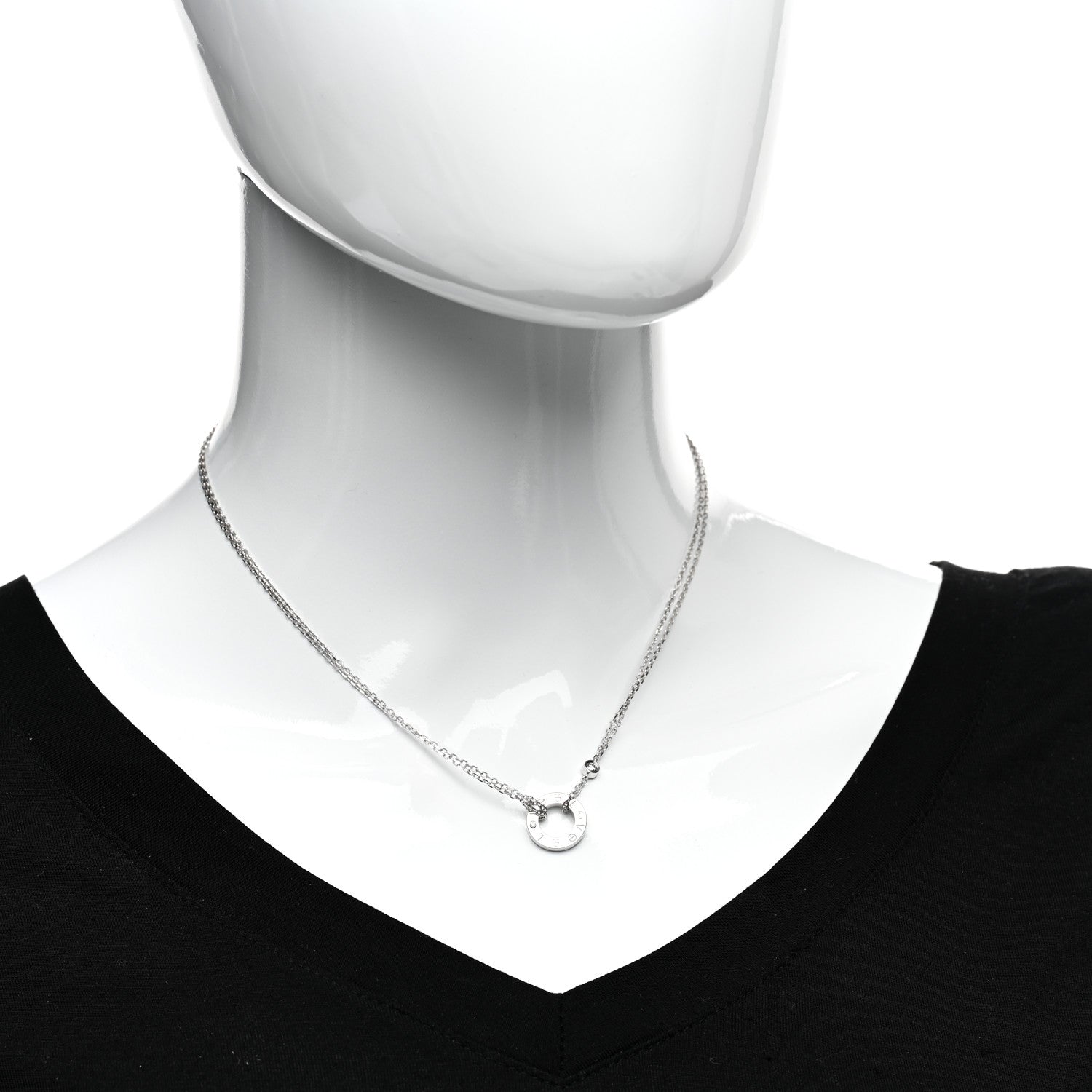 Cartier 18K White Gold 2 Diamond LOVE Necklace 3 of 6