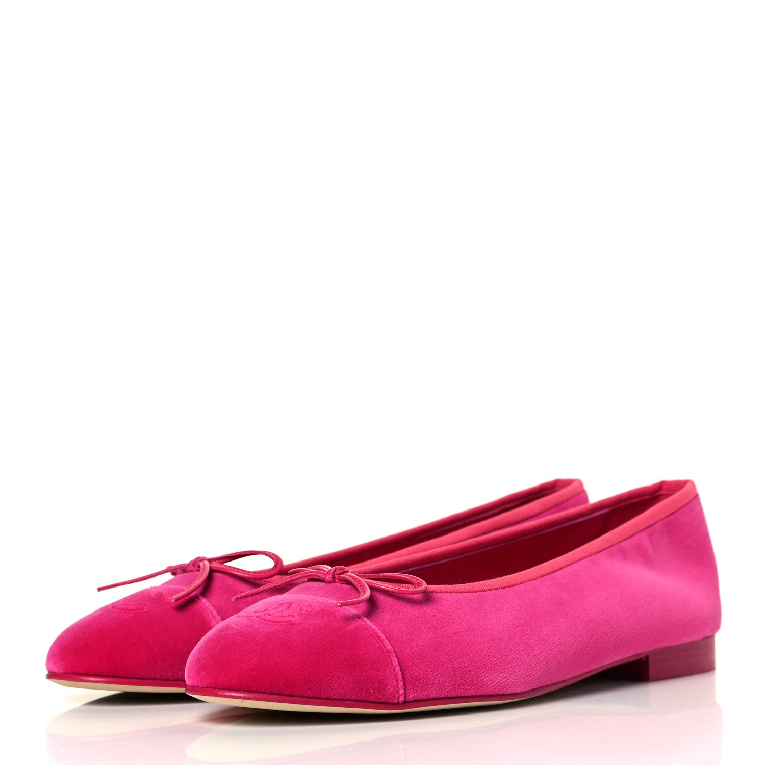 Chanel Velvet Cap Toe Ballerina Flats 41 Pink 2 of 9