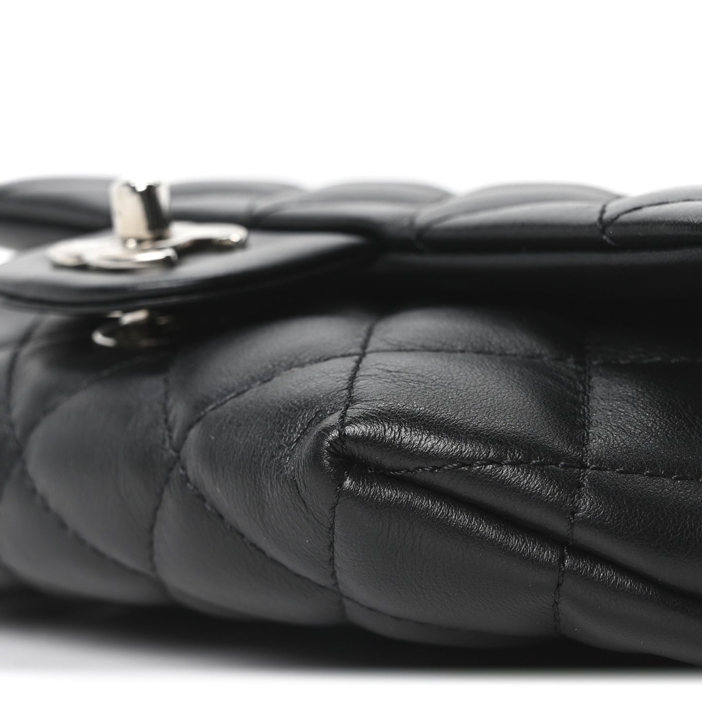 Calfskin Quilted CC Uniform Flap Belt Bag Black