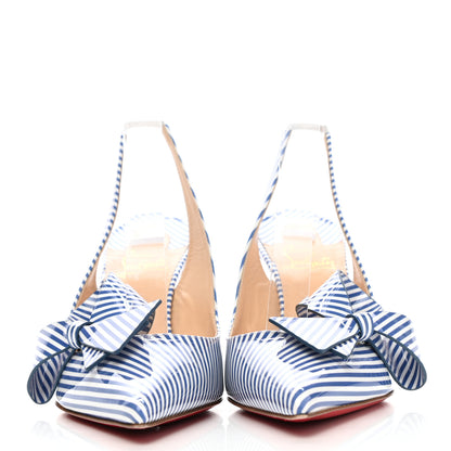 Christian Louboutin Patent Stripes Clare Nodo 80 Pumps 39 Jeans White 2 of 10