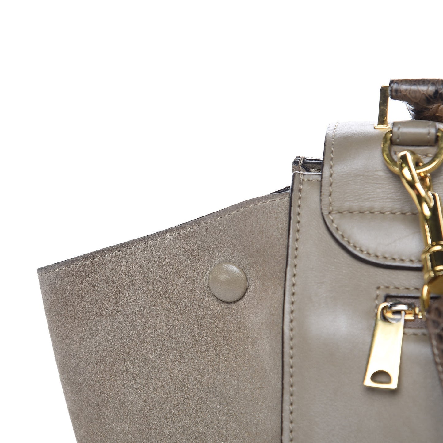 Calfskin Suede Whipsnake Medium Trapeze Taupe