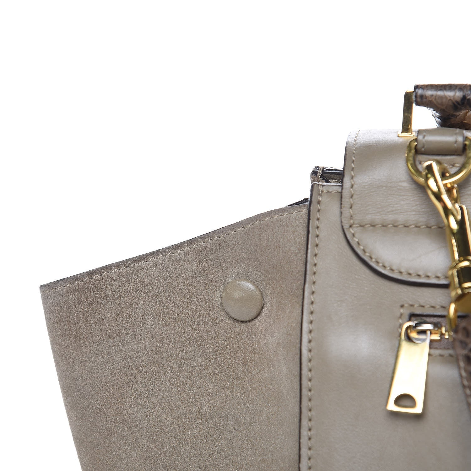 Celine Calfskin Suede Whipsnake Medium Trapeze Taupe 12 of 22