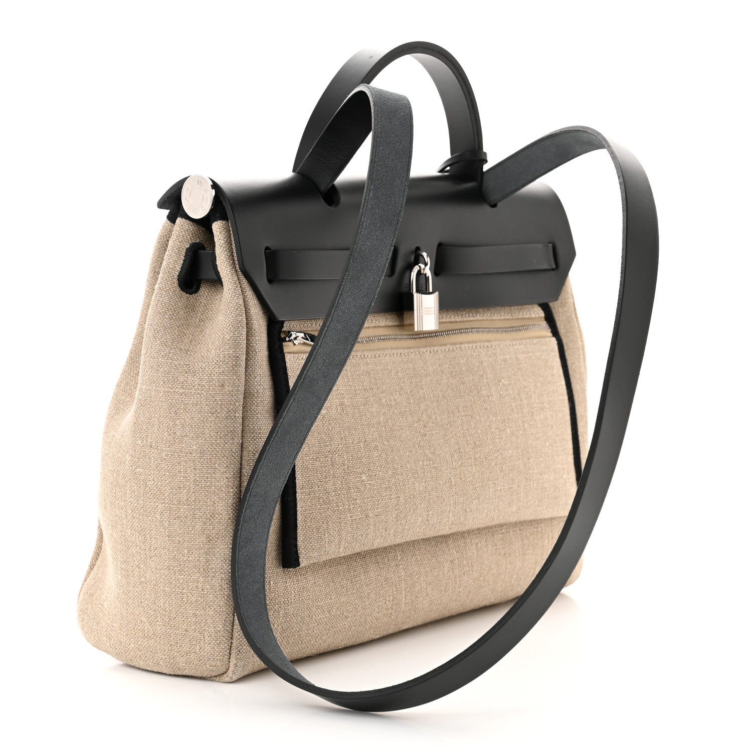 Hermes Toile De Camp Vache Hunter Herbag Zip Retourne 31 PM Ficelle Black 4 of 12