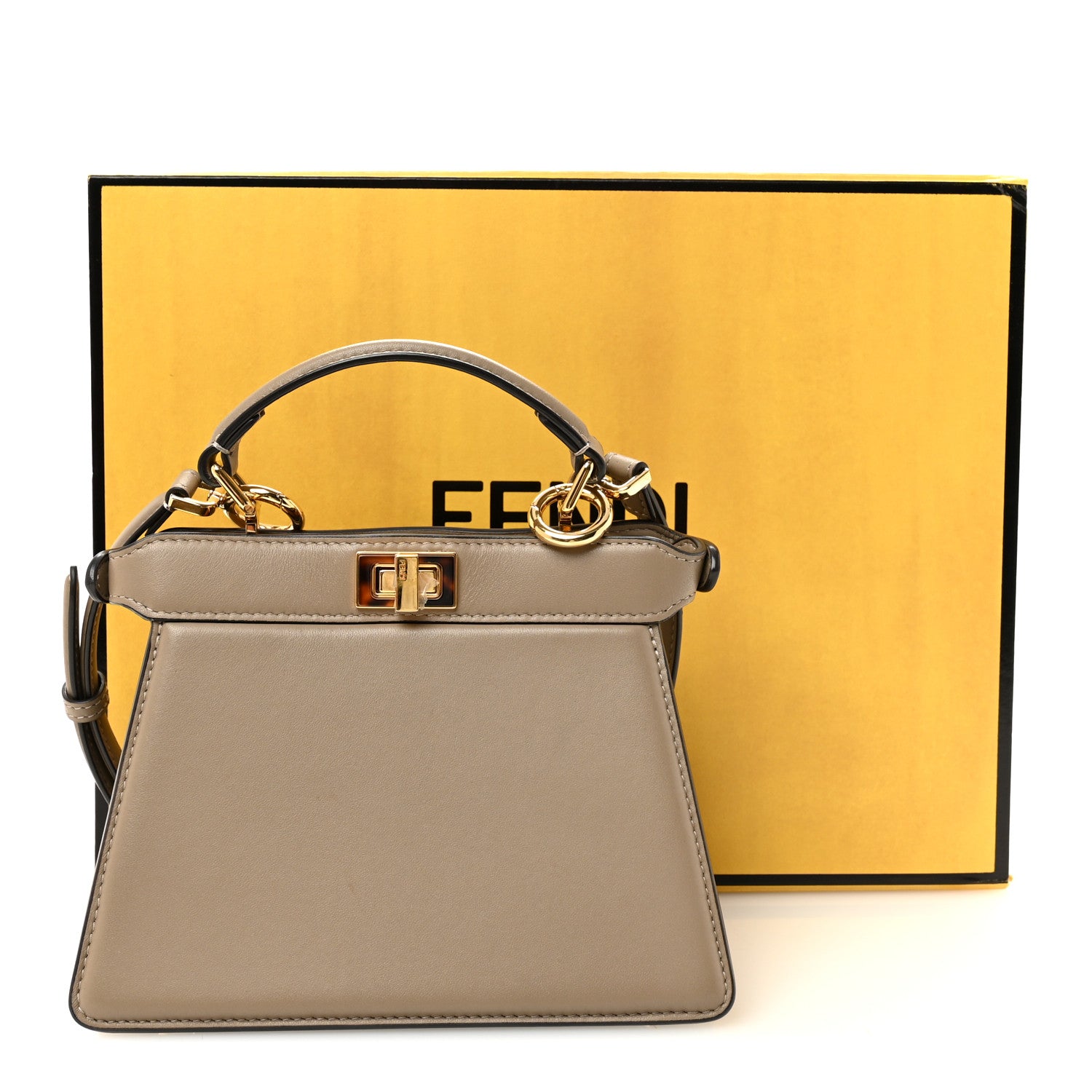 Fendi Shiny Nappa Petite Peekaboo I SEE U Satchel Tortora 1879742