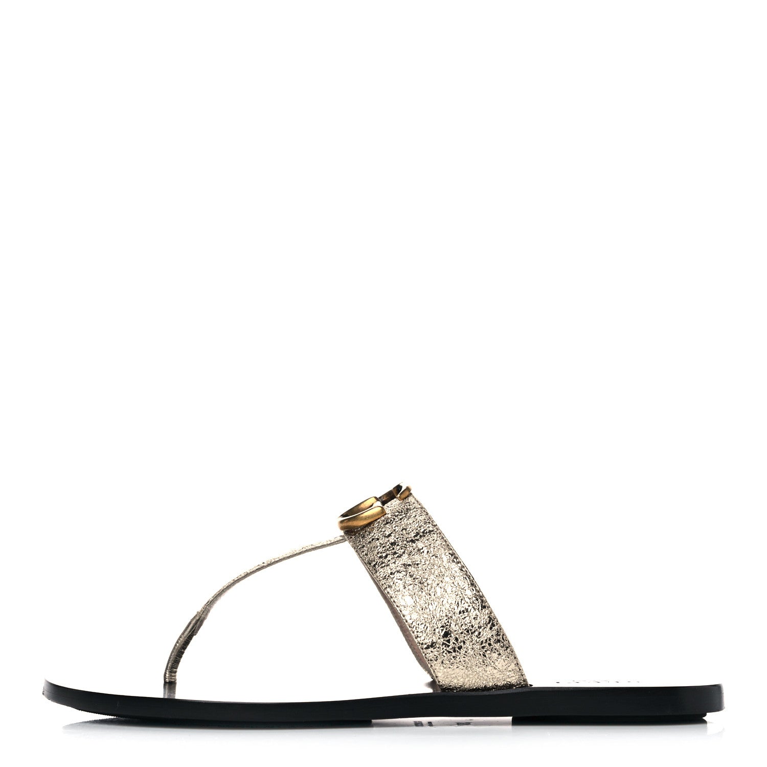Gucci Nappa Silk Galassia GG Marmont Thong Flat Sandals 37 Platino 1 of 11