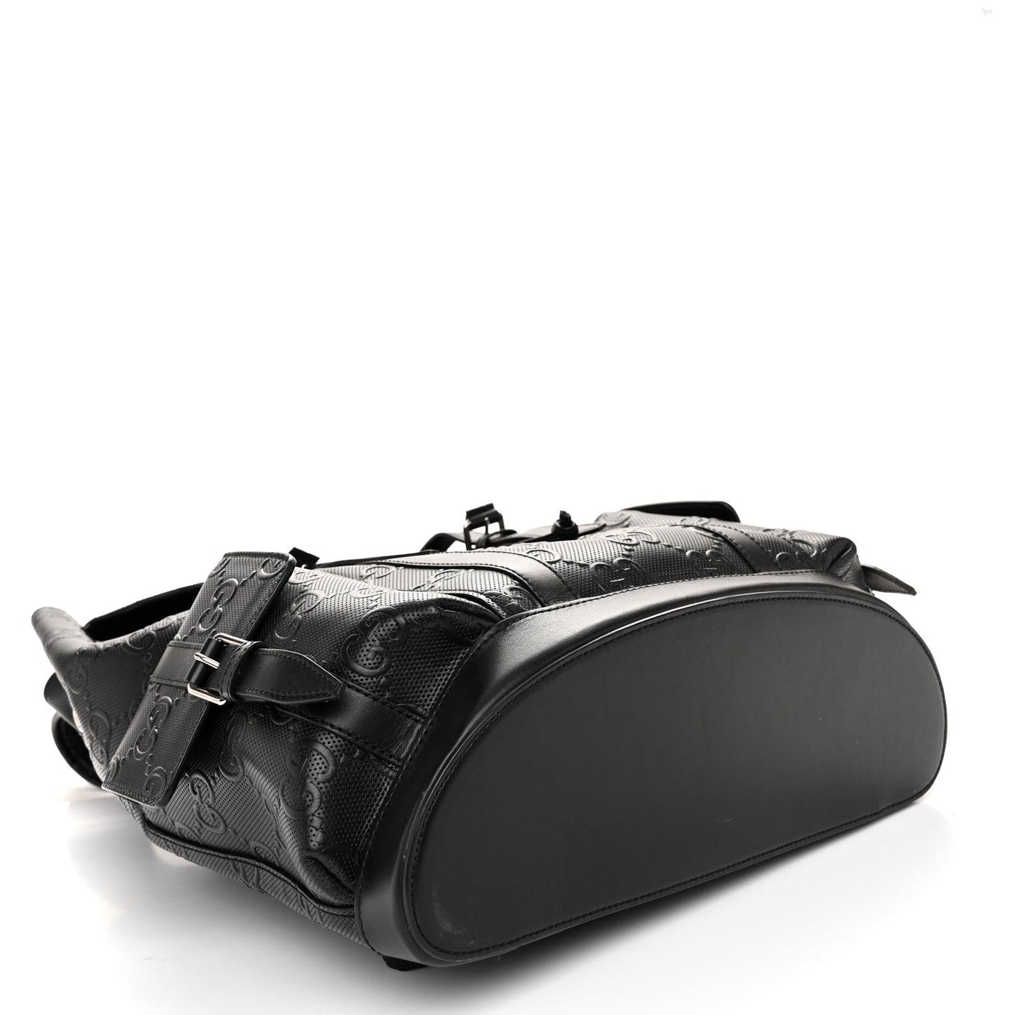 Calfskin GG Tennis Embossed Double Buckle Backpack Black