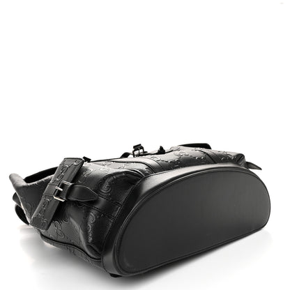 Gucci Calfskin GG Tennis Embossed Double Buckle Backpack Black 4 of 10