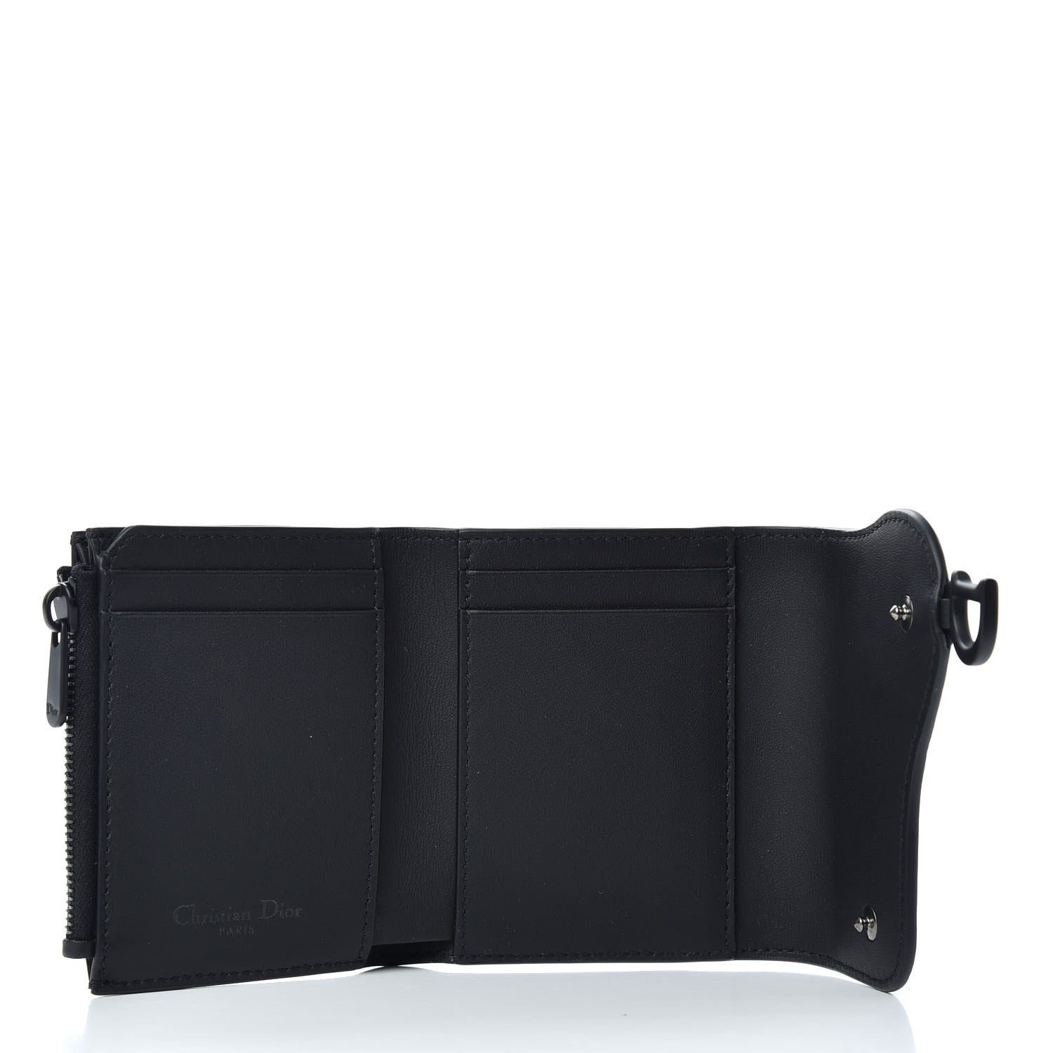 Christian Dior Ultra Matte Calfskin Saddle Lotus Wallet Black 5 of 6