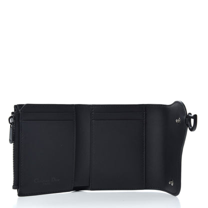 Christian Dior Ultra Matte Calfskin Saddle Lotus Wallet Black 5 of 6