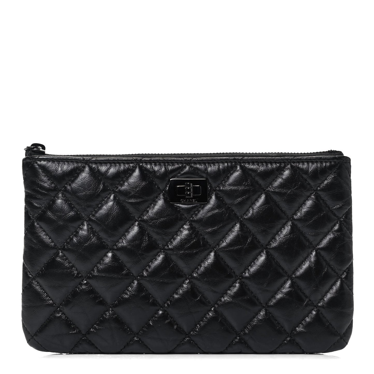 Aged Calfskin Quilted Medium Reissue Cosmetic Case So Black