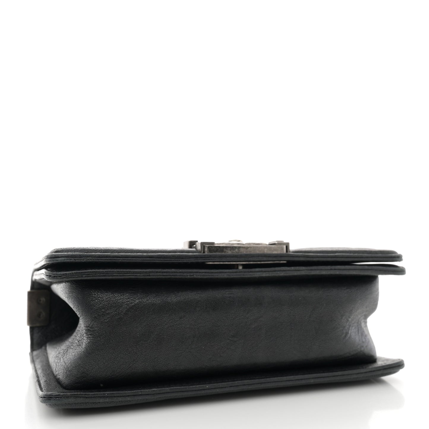 Crumpled Lambskin Small Studded Boy Flap Black