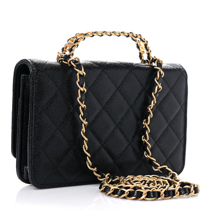 Chanel Shiny Caviar Quilted Pick Me Up Wallet On Chain WOC Black 3 of 11