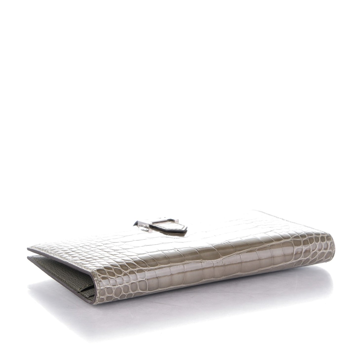 Shiny Alligator Bearn Wallet Gris Tourterelle