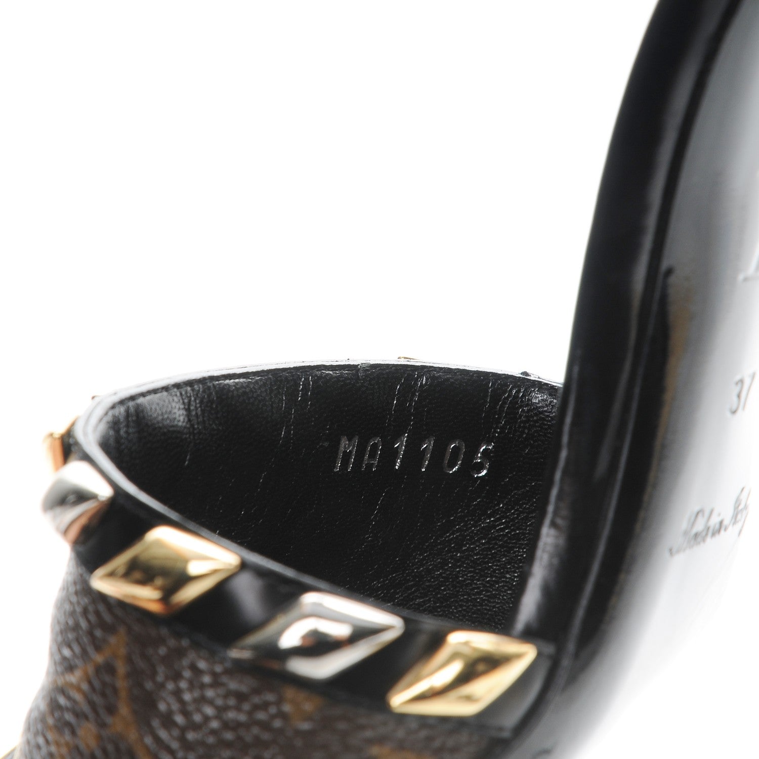 Louis Vuitton Calfskin Monogram Eldorado Heeled Sandals 37 Black 8 of 8