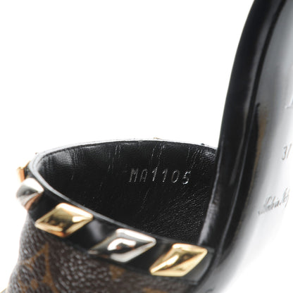 Louis Vuitton Calfskin Monogram Eldorado Heeled Sandals 37 Black 8 of 8