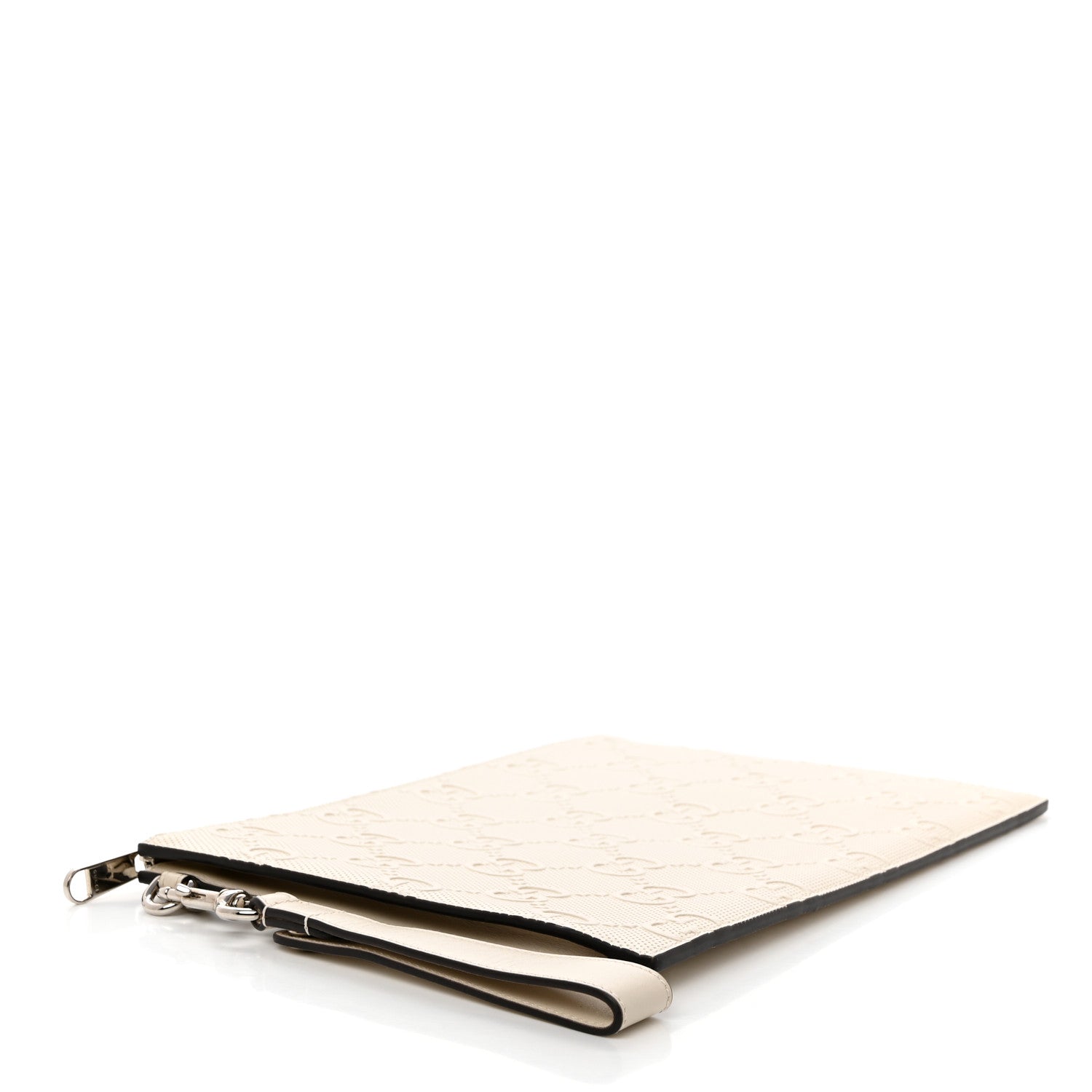 Gucci Calfskin GG Tennis Embossed Wristlet Pouch Mystic White 4 of 7