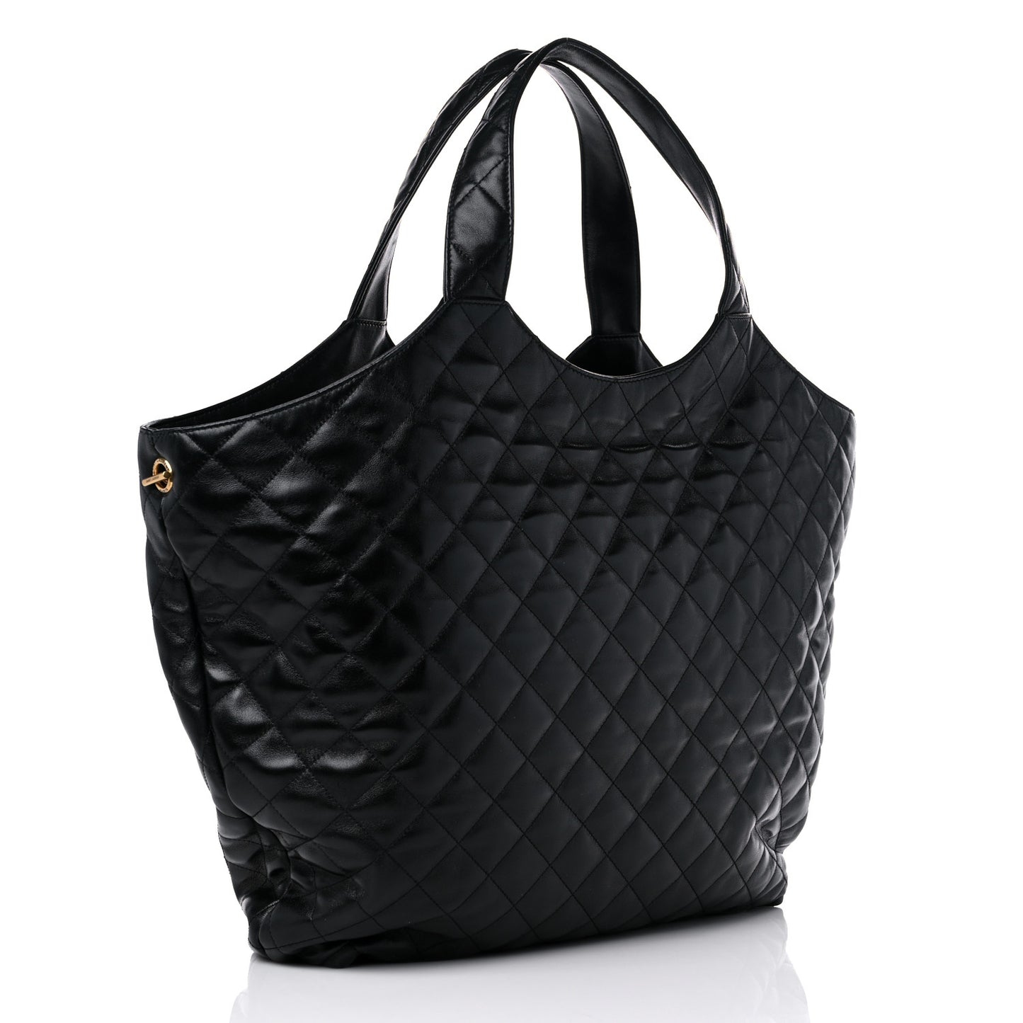 Lambskin Quilted Maxi Icare Shopping Tote Black