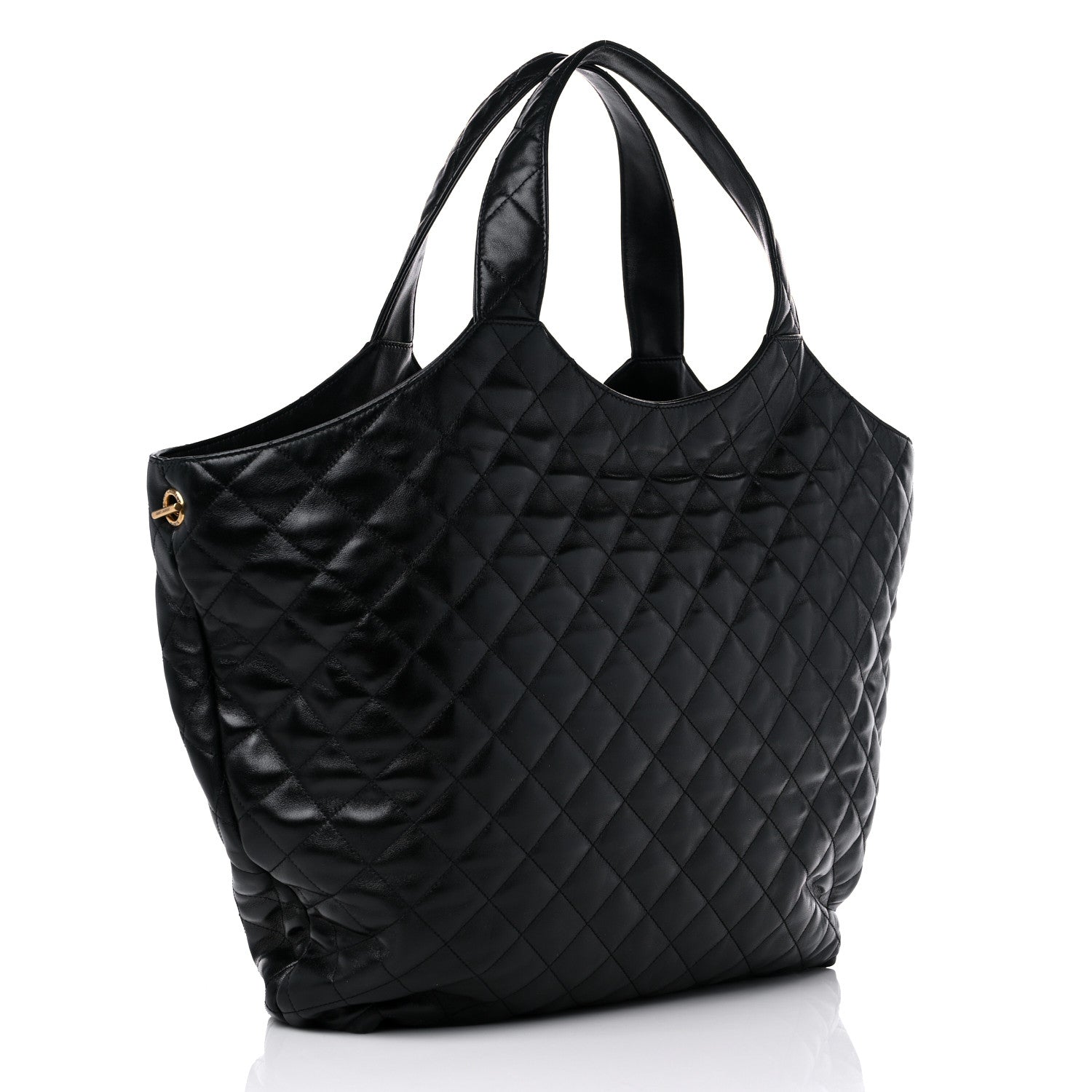 Saint Laurent Lambskin Quilted Maxi Icare Shopping Tote Black 4 of 10