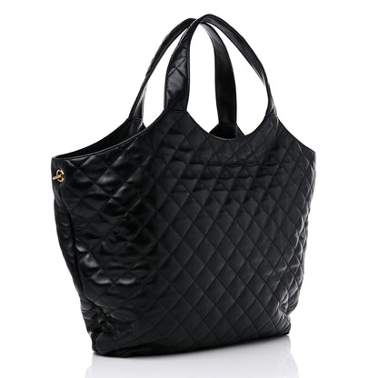Saint Laurent Lambskin Quilted Maxi Icare Shopping Tote Black 4 of 10