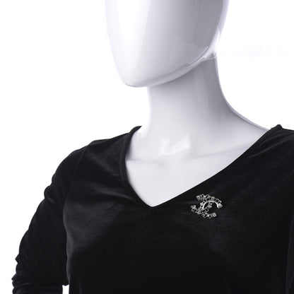 Chanel Baguette Crystal CC Brooch Black Silver 2 of 4