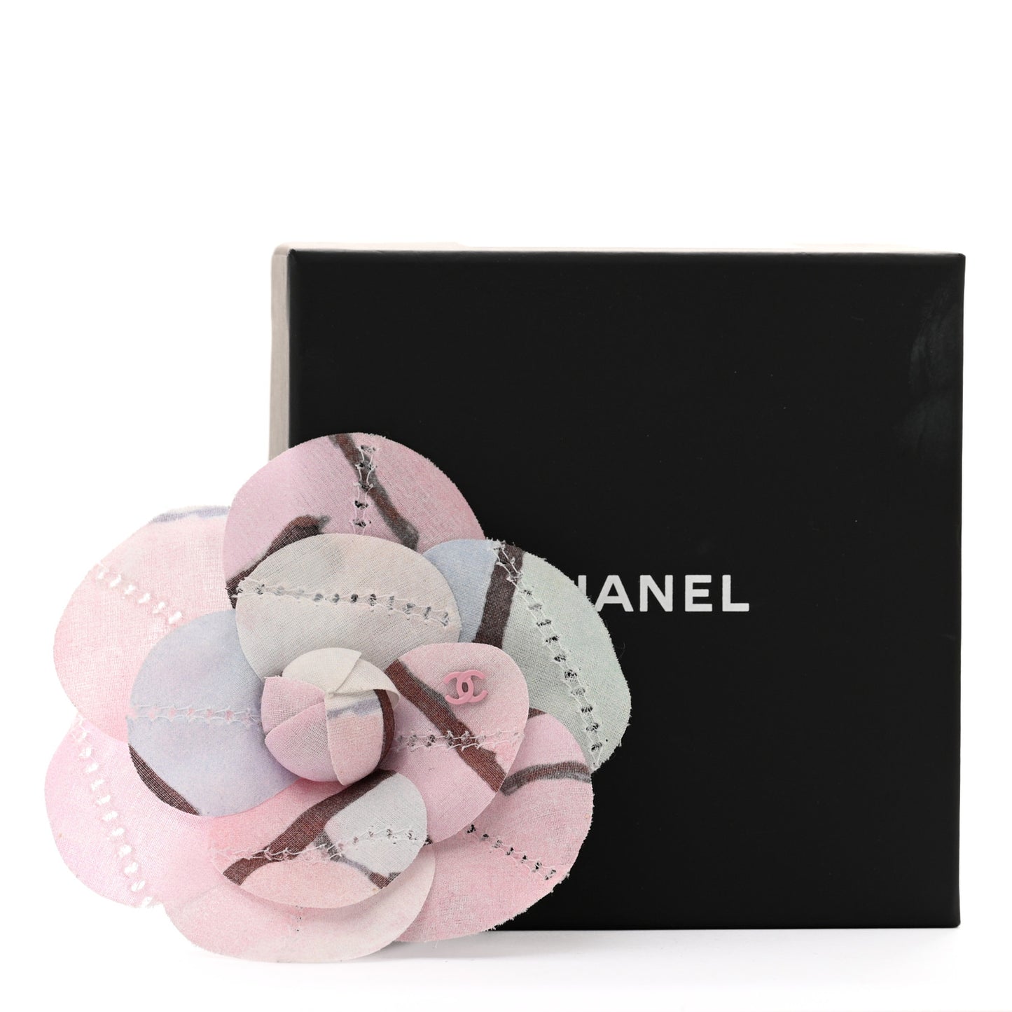 Fabric Camellia Pin Brooch Pink Grey Green Multicolor