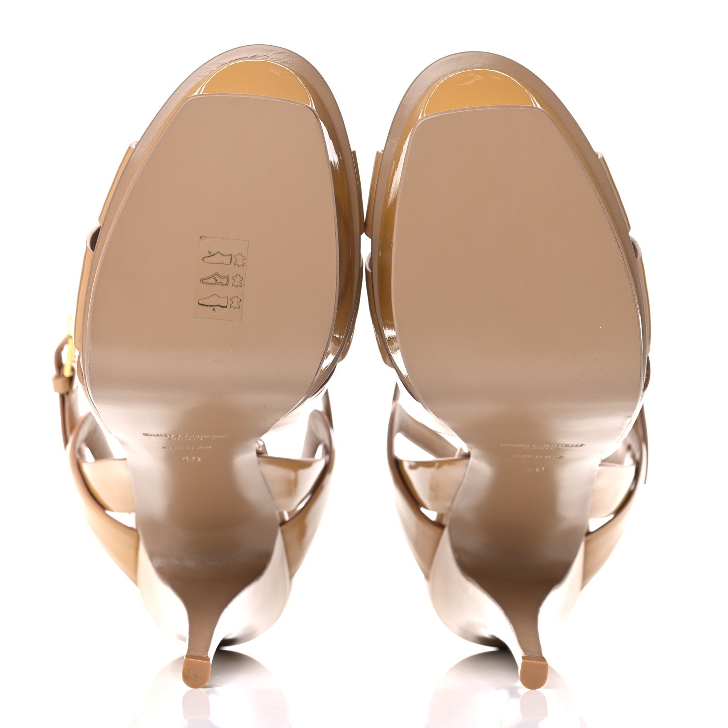 Saint Laurent Patent Tribute 105 Platform Sandals 40 Nude Powder 5 of 15
