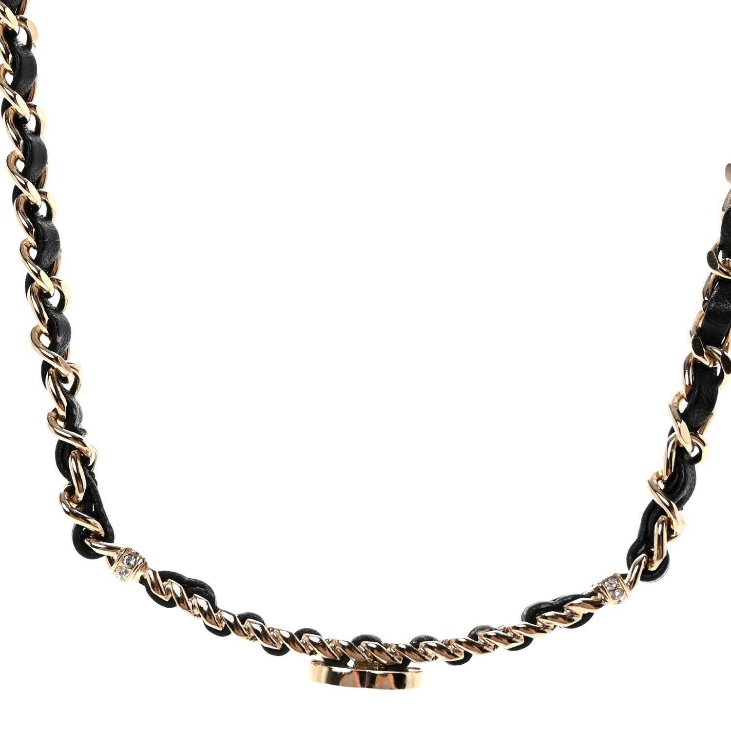 Chanel Metal Lambskin Crystal CC Choker Necklace Black Gold 1 of 7