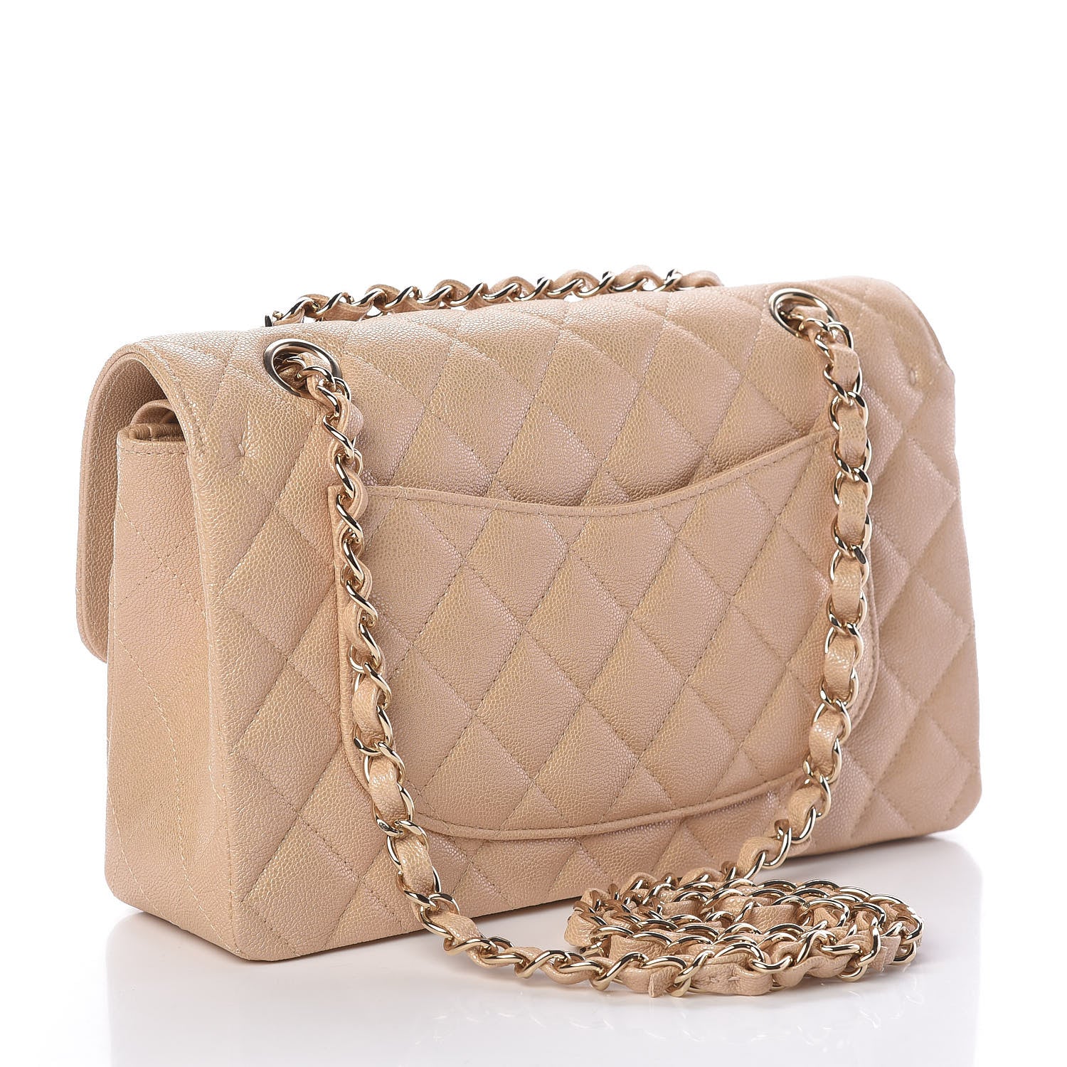 Chanel Iridescent Caviar Quilted Small Double Flap Beige 3 of 13