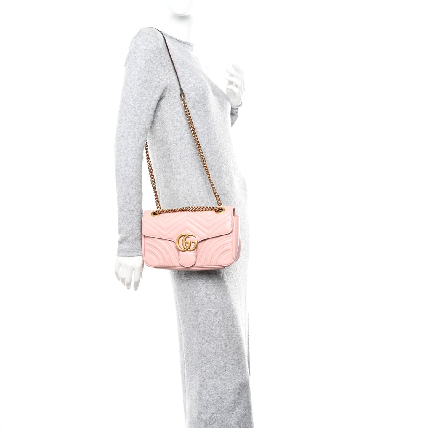 Calfskin Matelasse Small GG Marmont Shoulder Bag Perfect Pink