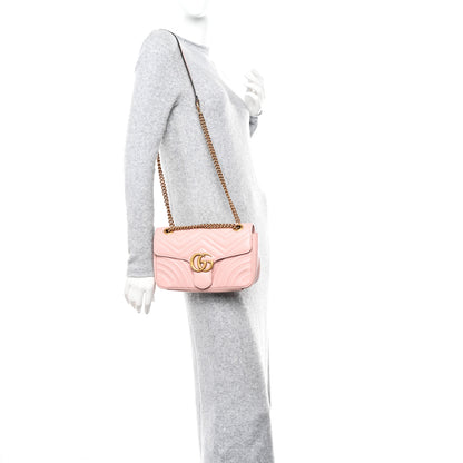 Gucci Calfskin Matelasse Small GG Marmont Shoulder Bag Perfect Pink 2 of 10