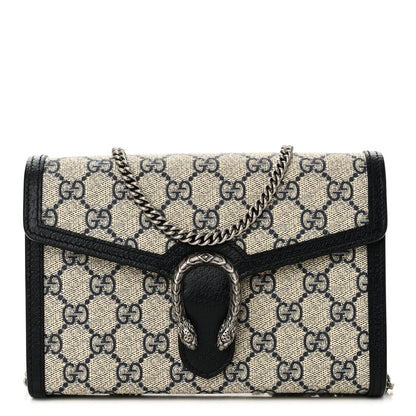 Gucci GG Supreme Monogram Textured Dollar Calfskin Mini Dionysus Chain Wallet Beige Blue 8 of 10