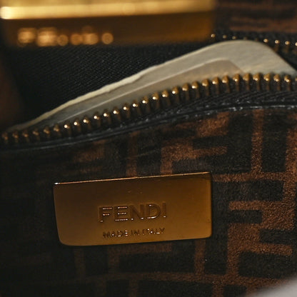 Fendi Vitello Seta Suede FF Mini Peekaboo Iconic Satchel Chocolate Sigaro Marrone 6 of 9