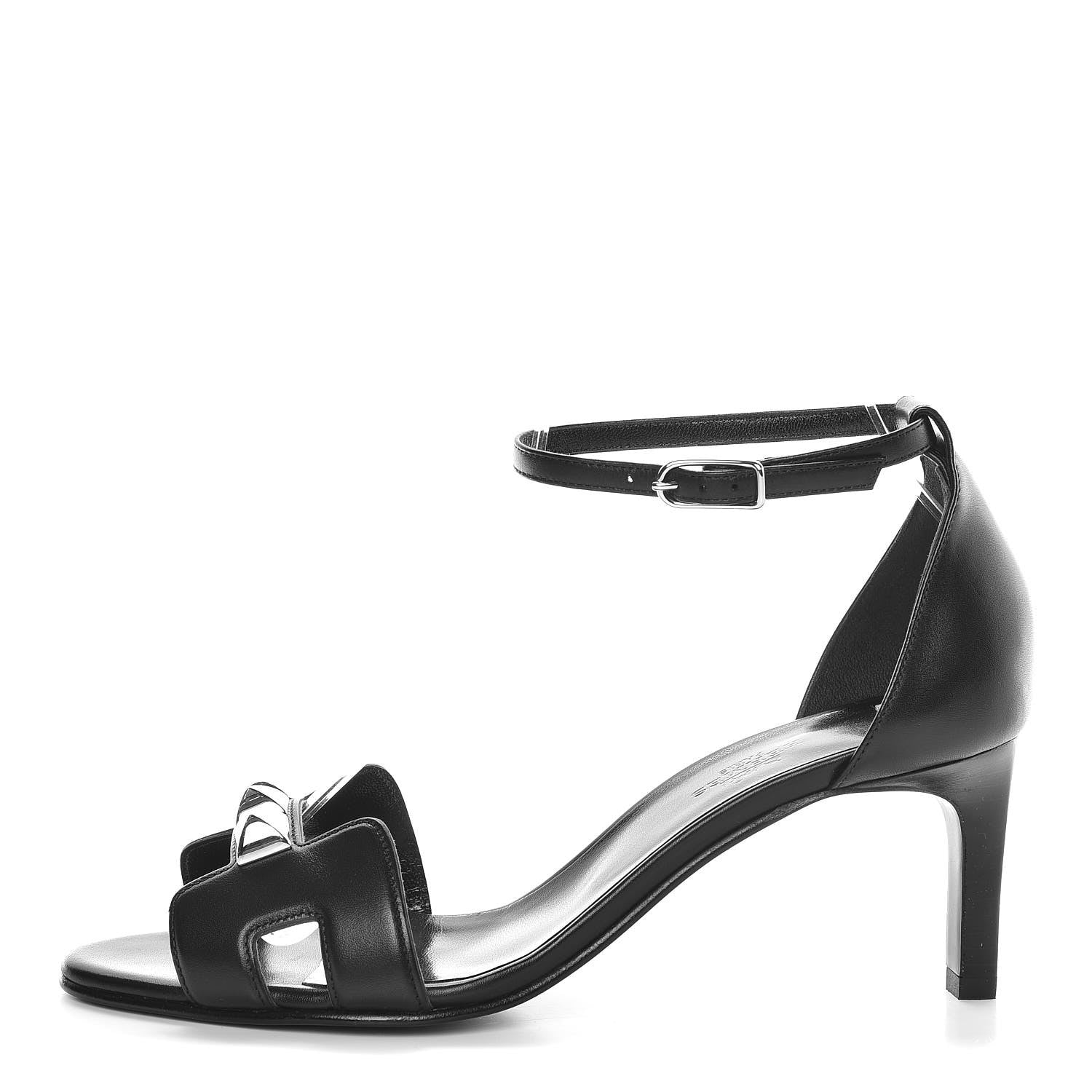 Hermes Calfskin Premiere Sandals 37.5 Black 1 of 8