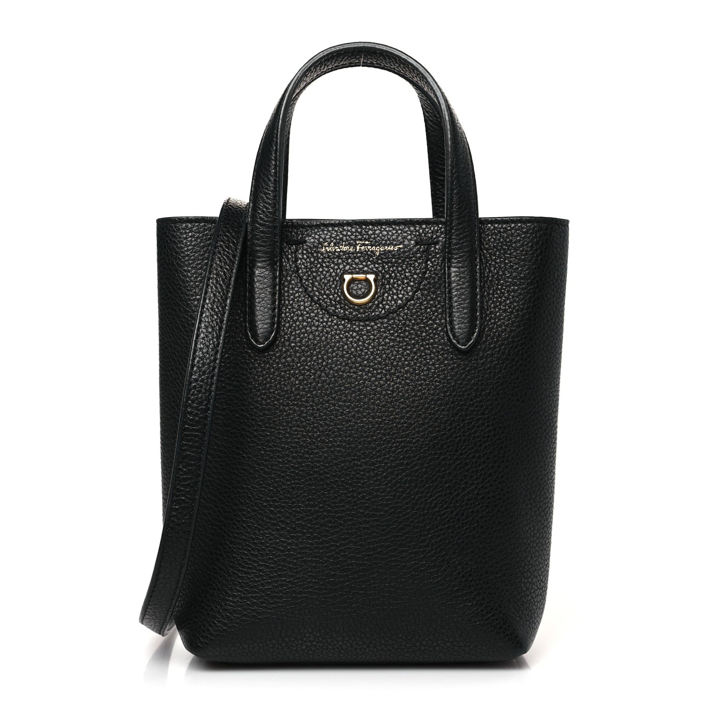 Tumbled Calfskin Gancini Mini Bag Black