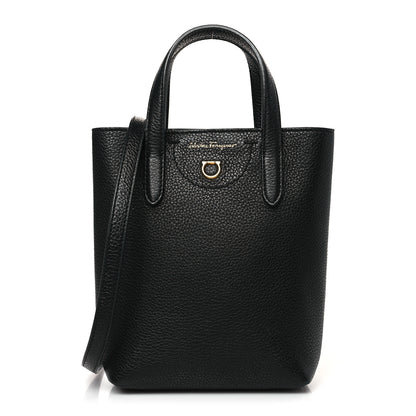 Salvatore Ferragamo Tumbled Calfskin Gancini Mini Bag Black 1 of 8